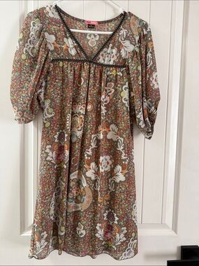 Max Rave Floral Paisley Brown Boho Dress